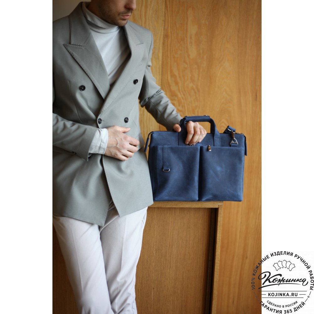 Кожаная деловая сумка "Стюарт" (тёмно-коричневый крейзи)